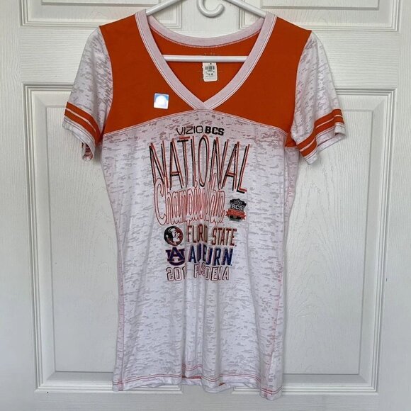 Blue 84 Tops - Auburn VNeck Women’s Large Tshirt 2014 Vizio BCS National Championship Pasadena
